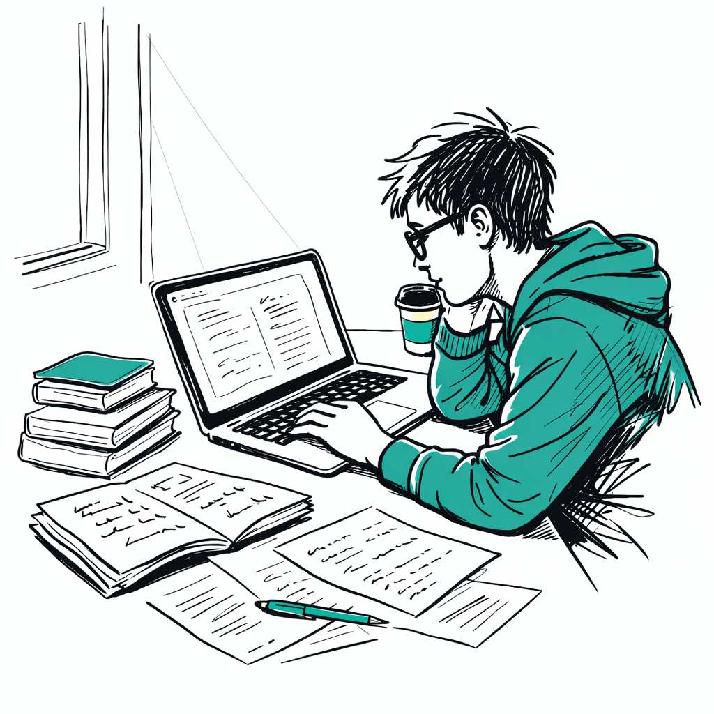专注学习的学生